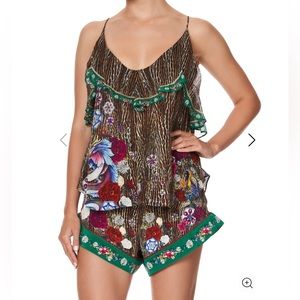 100% Silk Camilla Jewel of Jupiter Leopard Floral Top